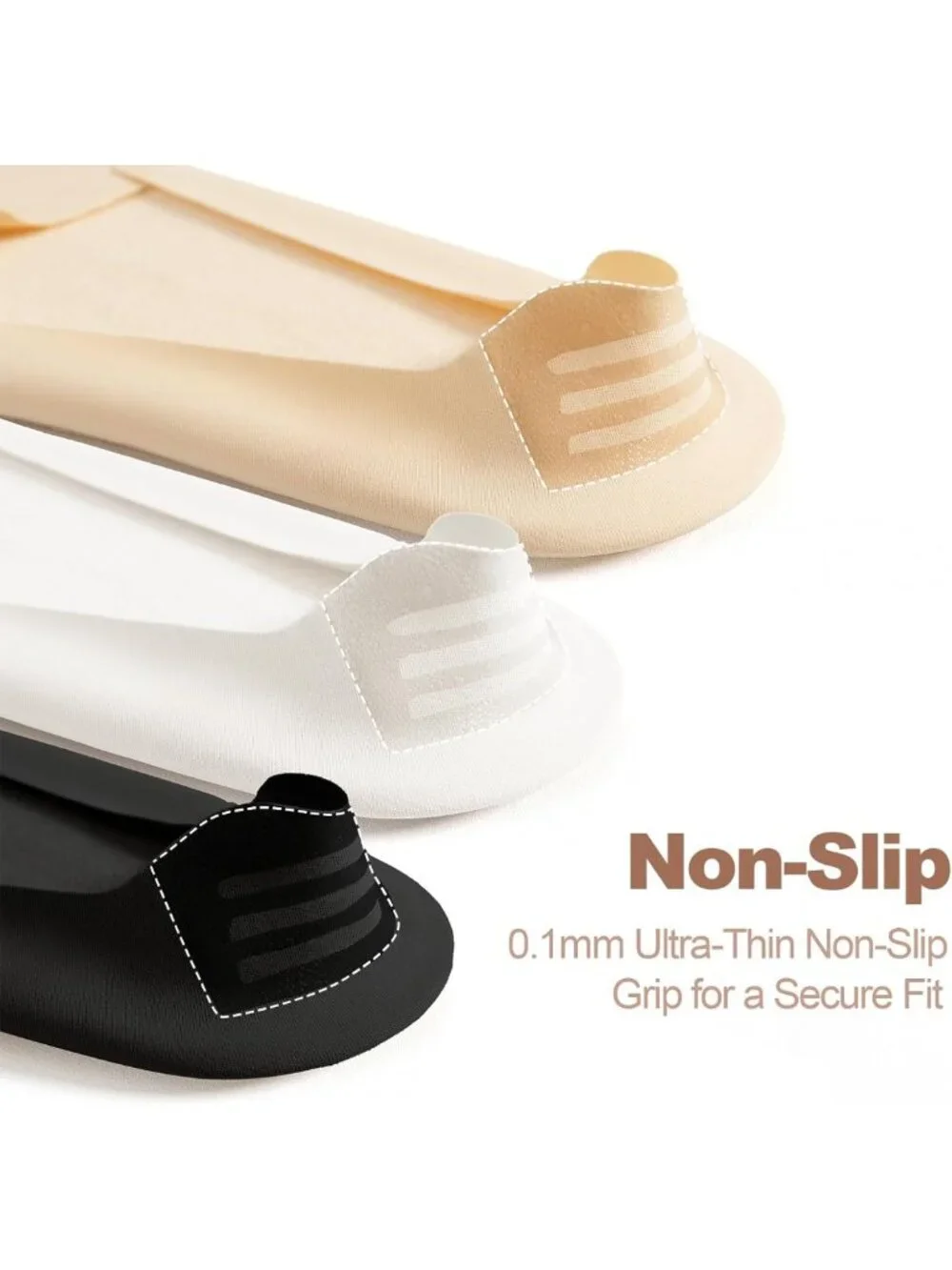 Non-Slip No Show Socks for Women - Thin Invisible Footies for Flats & Heels